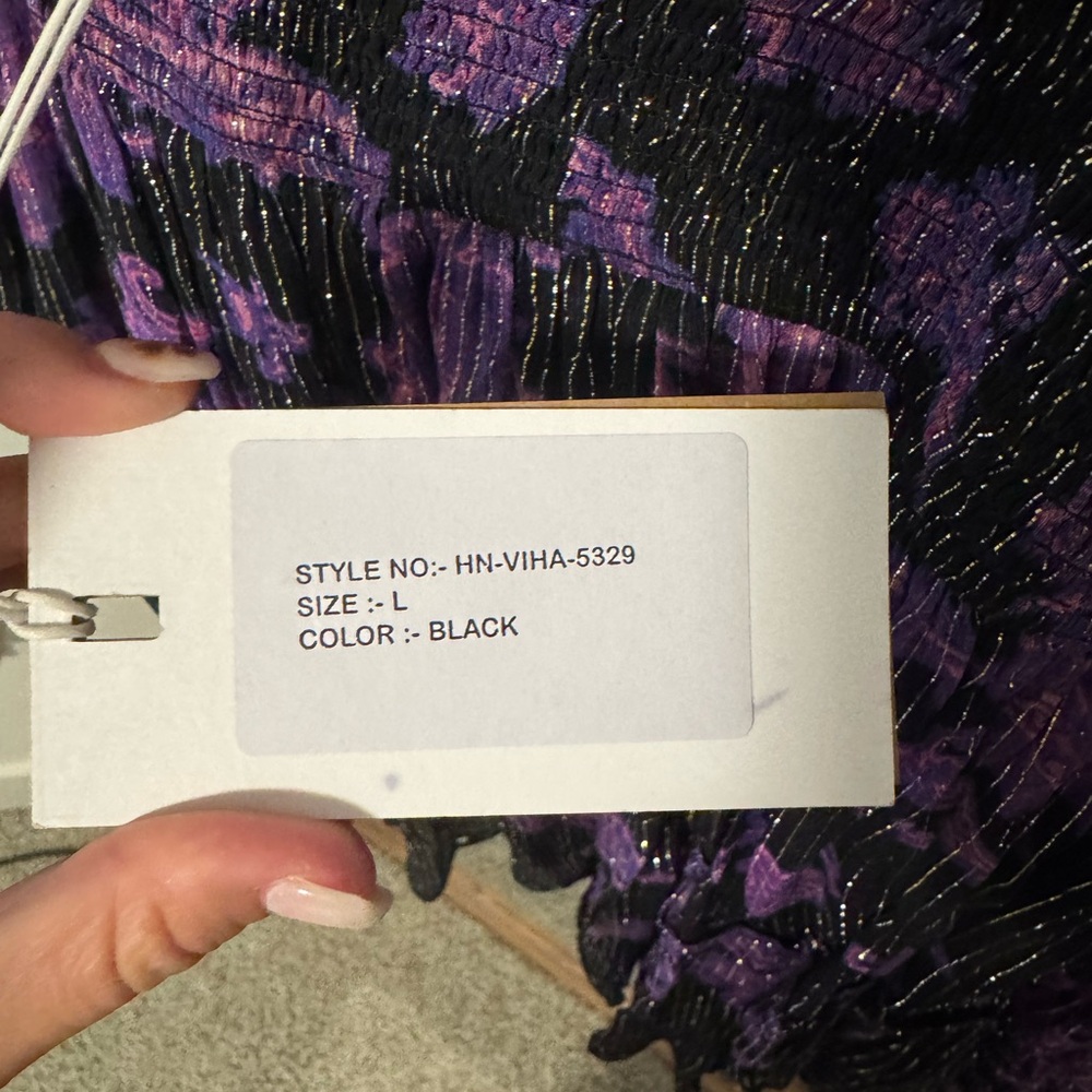 HEMANT & NANDITA Black and Purple Striped Dress - Picture 4 of 6